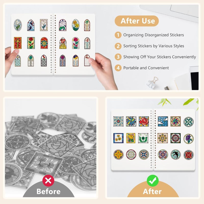 Ruatu 2 Pack Reusable Sticker Book Collecting Album Sticker Storage Organizer Book with 30+30 Sheets Blank Release Paper A5 Stickers Collection Notebook(Black+Clear) - Image 3